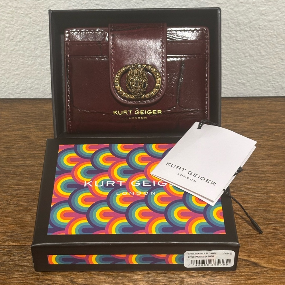 Kurt Geiger Wine Card Holder/Wallet with Gold Emblem - Picture 7 of 9